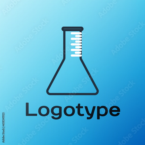 Obraz na płótnie Line Oil petrol test tube icon isolated on blue background