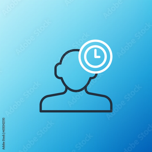 Line Insomnia icon isolated on blue background. Sleep disorder with capillaries and pupils. Fatigue and stress. Colorful outline concept. Vector