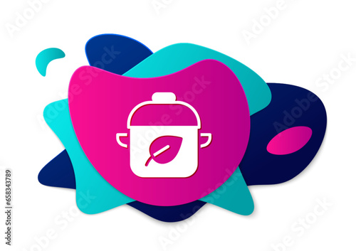 Color Vegan food diet icon isolated on white background. Organic, bio, eco symbol. Vegan, no meat, lactose free, healthy, fresh and nonviolent food. Abstract banner with liquid shapes. Vector