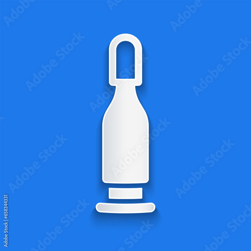 Paper cut Bullet icon isolated on blue background. Paper art style. Vector