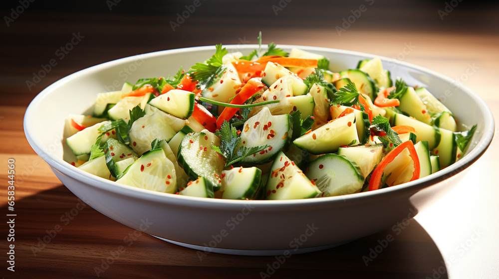 A bowl of cucumber and quinoa tabbouleh combining UHD wallpaper Stock Photographic Image A bowl of cucumber and quinoa tabbouleh combining UHD wallpaper Stock Photographic Image