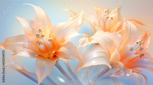  a close up of a bunch of flowers on a blue background. generative ai