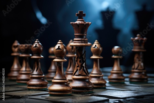 A group of chess pieces sitting on top of a chess board. Perfect for illustrating strategy, competition, and intellectual challenges.