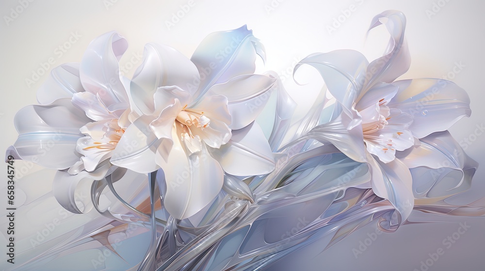  a bunch of white flowers are in a vase on a table.  generative ai