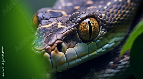 close-up of snnake, snake in wild nature, snake in the forest, close-up of wild snake, snake looking forward