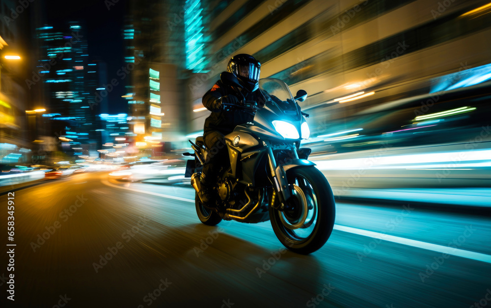 A motorcyclist at a busy urban movement