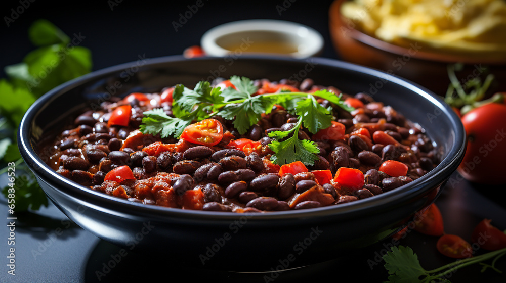 A bowl of radish and black bean chili UHD wallpaper Stock Photographic Image A bowl of radish and black bean chili UHD wallpaper Stock Photographic Image