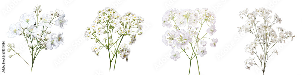 Gypsophila  Flower Hyperrealistic Highly Detailed Isolated On Transparent Background PNG File
