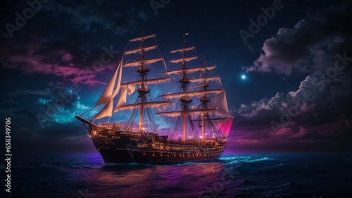 pirate ship in the storm