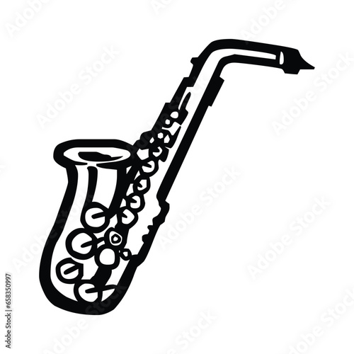 Saxophone vector icon design. Isolated music instrument sign design. photo