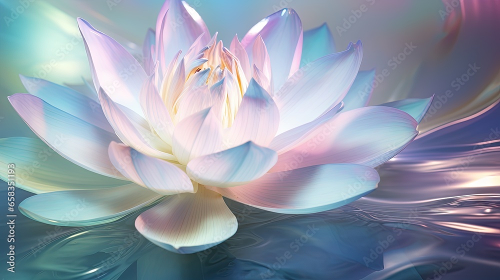 a large white flower floating on top of a body of water. generative ai a large white flower floating on top of a body of water. generative ai