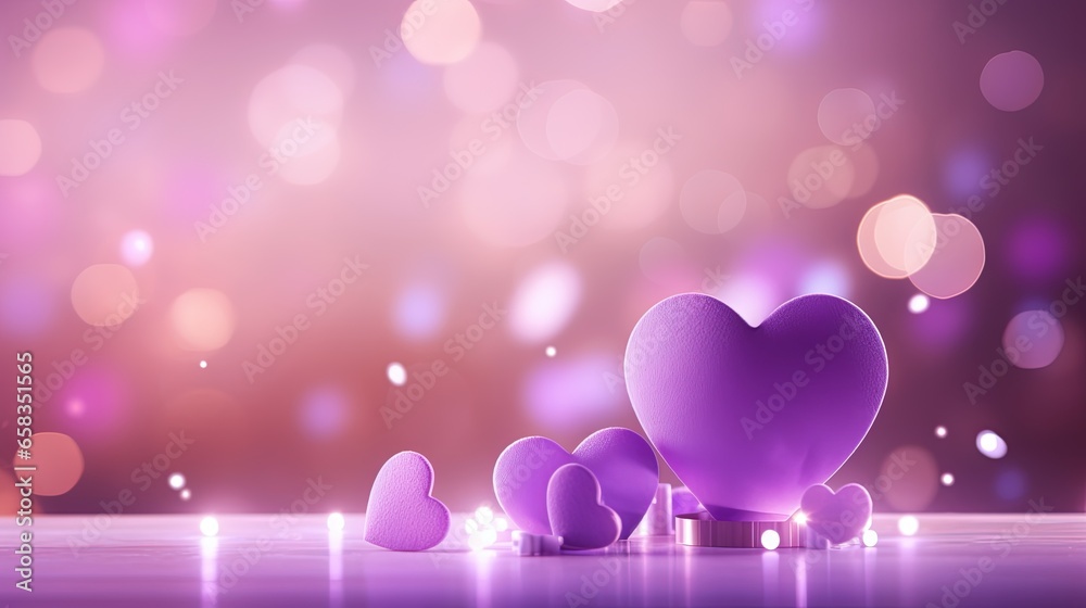  a purple heart surrounded by smaller hearts on a purple background.  generative ai