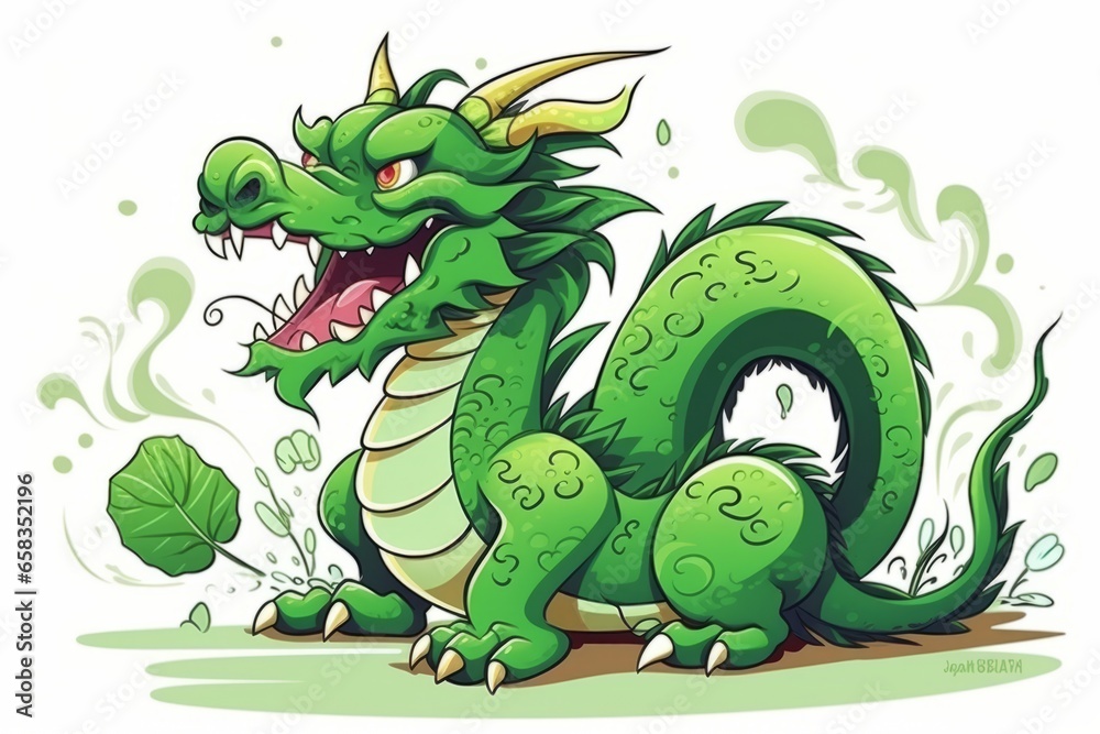 Fototapeta premium Green Wood dragon, symbol of 2024 Chinese New Year