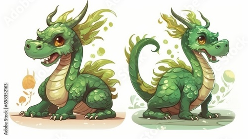 Cute Green Wood dragon, symbol of 2024 Chinese New Year