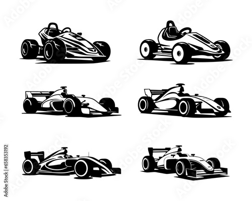 Silhouette Racing Car Vector Illustrations Collection