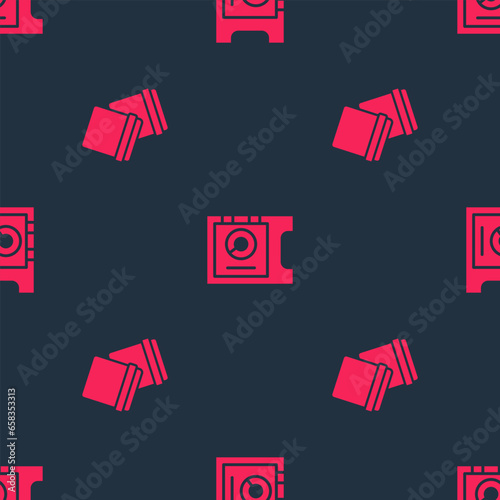 Set Plastic bag with ziplock and Safe on seamless pattern. Vector