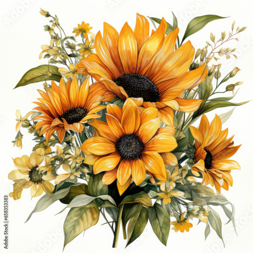 watercolor sunflower clipart  generative ai