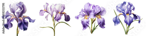 Japanese Iris  Flower Hyperrealistic Highly Detailed Isolated On Transparent Background PNG File © Wander Taste
