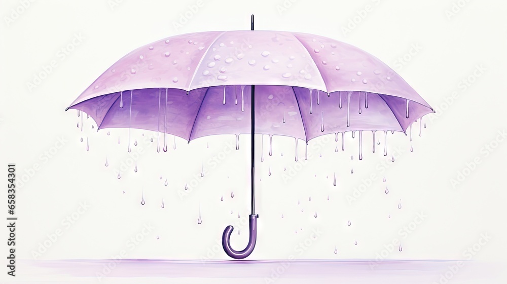  a painting of a purple umbrella with rain drops on it.  generative ai - obrazy, fototapety, plakaty 