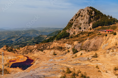 Summer Mountain Landscape with Abandoned Mine in Serbia photo