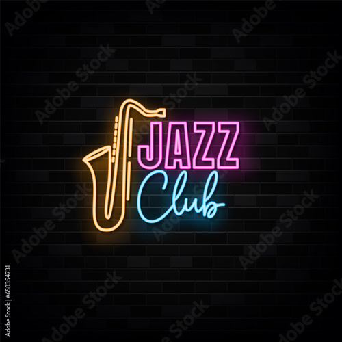 Jazz Club Neon Signs Style Text Vector