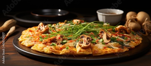 Traditional Korean food style Pajeon or Korean pancake or Korean pizza