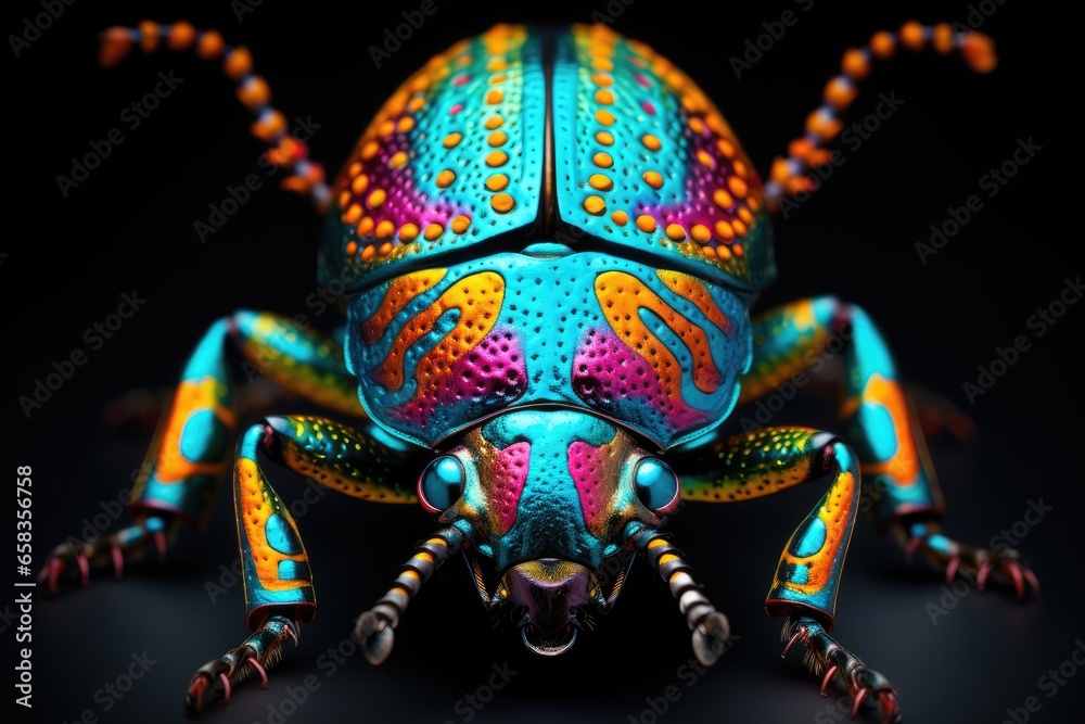 Naklejka premium Macro shots of colorful beetle insects 