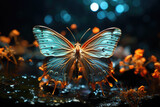 Beautiful glowing magical butterfly. Fantasy. Animal protection day concept.