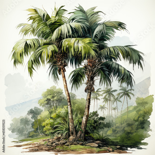 watercolor Palm Tree clipart  generative ai