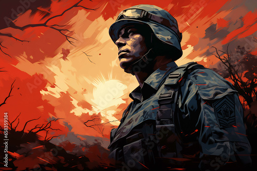 American military uniform service patriotic digital art