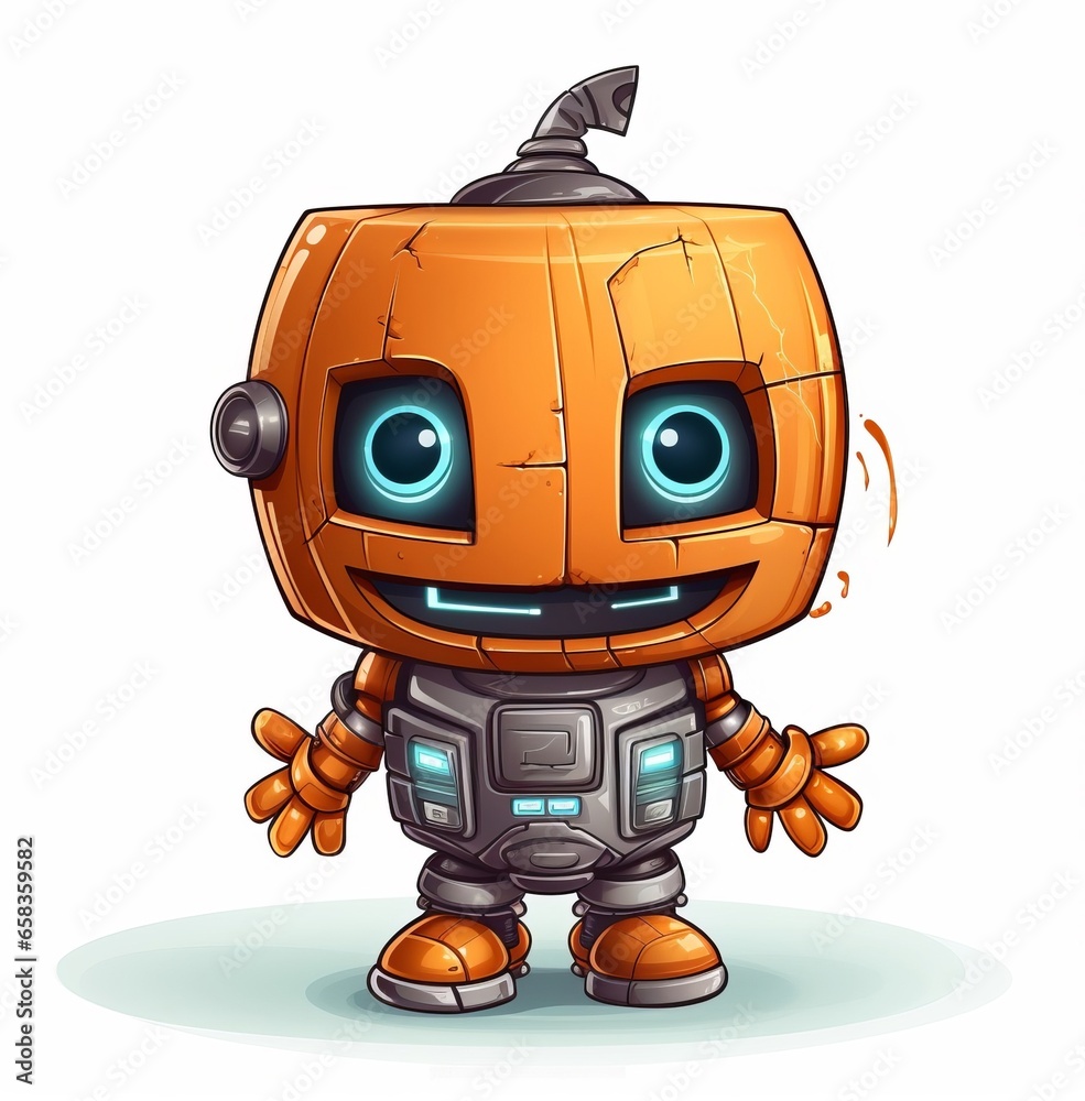 cute robot on white background 