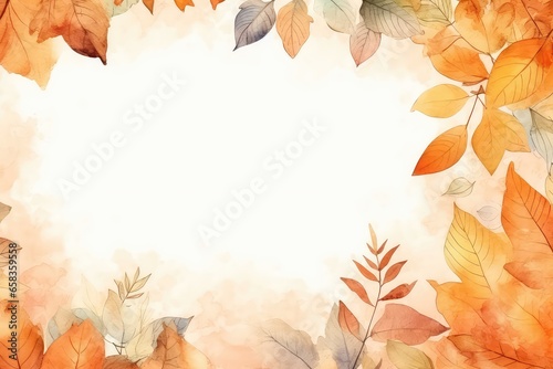 Autumn Watercolor Background With Space For Text  Adding Touch Of Seasonal Charm.   oncept Watercolor Painting  Autumn Background  Text Space  Seasonal Charm