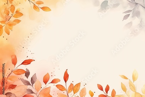 Autumn Watercolor Background With Space For Text, Adding Touch Of Seasonal Charm. Сoncept Watercolor Art, Autumn Vibes, Textured Background, Seasonal Charm