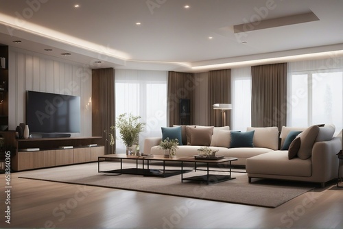 Modern living room interior 3d rendering © ArtisticLens