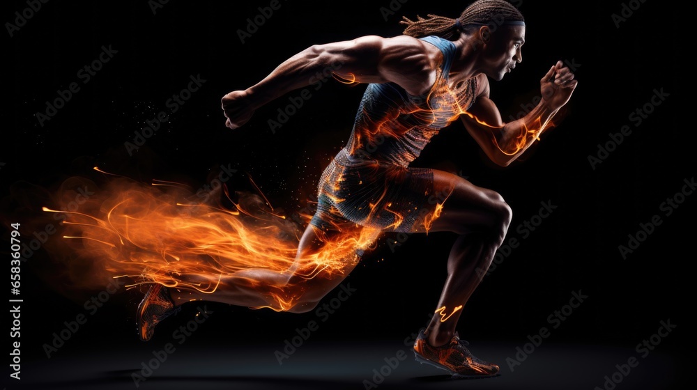 Running male athlete. Concept of speed, movement, sport.