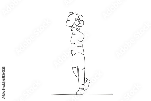 A man migrates to his destination city. International migrants day one-line drawing