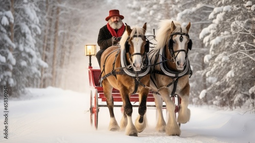Horse-drawn carriage ride, man enjoying a private horse carriage photo