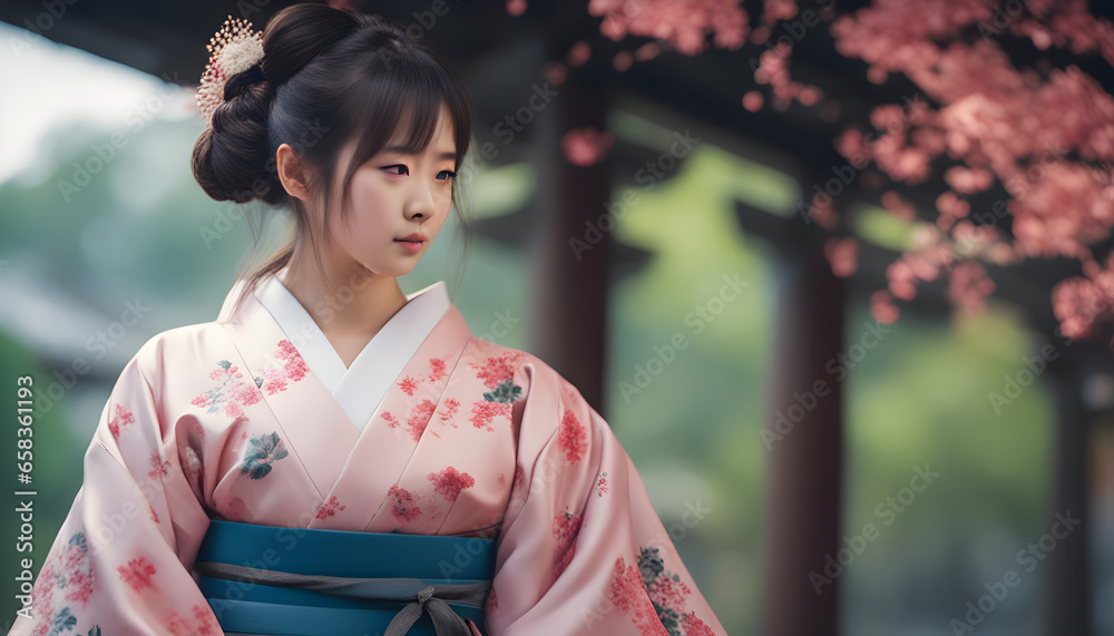 Japanese kemo dress wear by girl ai generates with background Japanese kemo dress wear by girl ai generates with background