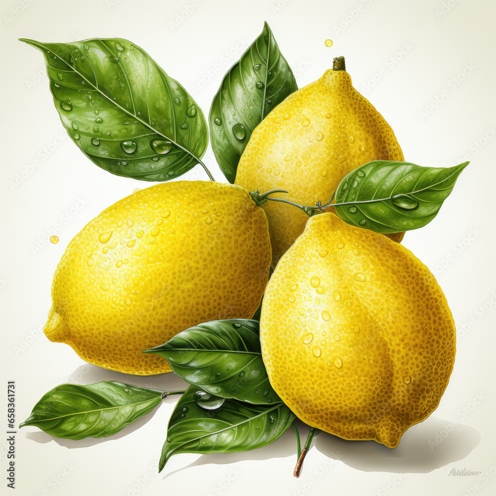 watercolor lemon clipart, generative ai