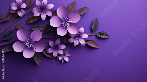 Illustration de fleurs violettes sur un fond de couleur violet. Arrière-plan et fond pour conception et création graphique.
