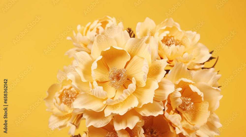 Illustration de fleurs jaunes sur un fond de couleur jaune. Arrière-plan et fond pour conception et création graphique. Illustration de fleurs jaunes sur un fond de couleur jaune. Arrière-plan et fond pour conception et création graphique.