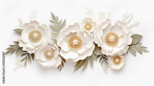 Illustration de fleurs blanches sur un fond de couleur blanc. Arrière-plan et fond pour conception et création graphique.