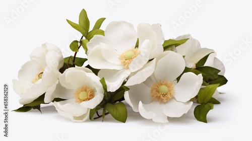 Illustration de fleurs blanches sur un fond de couleur blanc. Arrière-plan et fond pour conception et création graphique.