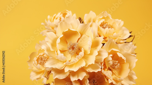 Illustration de fleurs jaunes sur un fond de couleur jaune. Arri  re-plan et fond pour conception et cr  ation graphique.