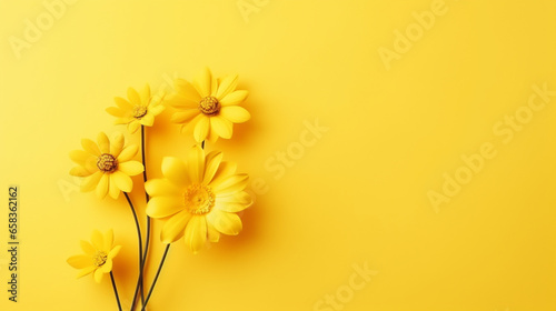Illustration de fleurs jaunes sur un fond de couleur jaune. Arrière-plan et fond pour conception et création graphique. © FlyStun