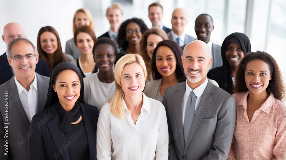 Photo teamwork smiling and diverse workers standing together in a creative workplace portrait of a group of staff officer and leader Photo teamwork smiling and diverse workers standing together in a creative workplace portrait of a group of staff officer and leader