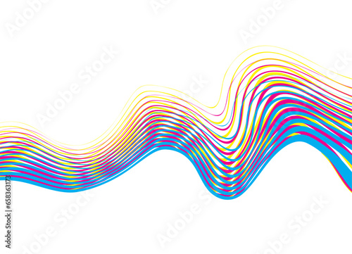 Wave of curved colored lines on a white background. Abstract vector background. Modern color pattern for packaging design, interior decoration, clothing, web design.