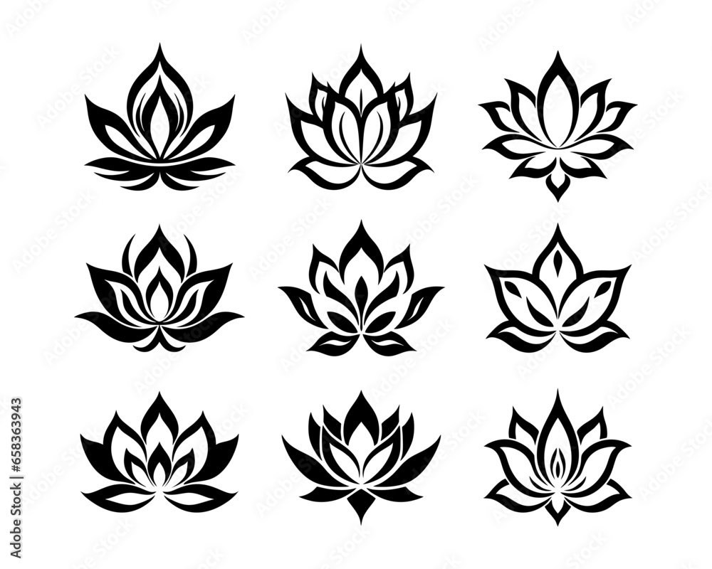 Silhouette Lotus Vector Collection Silhouette Lotus Vector Collection