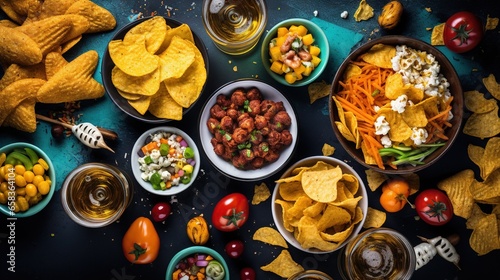  a table topped with bowls filled with different types of food. generative ai