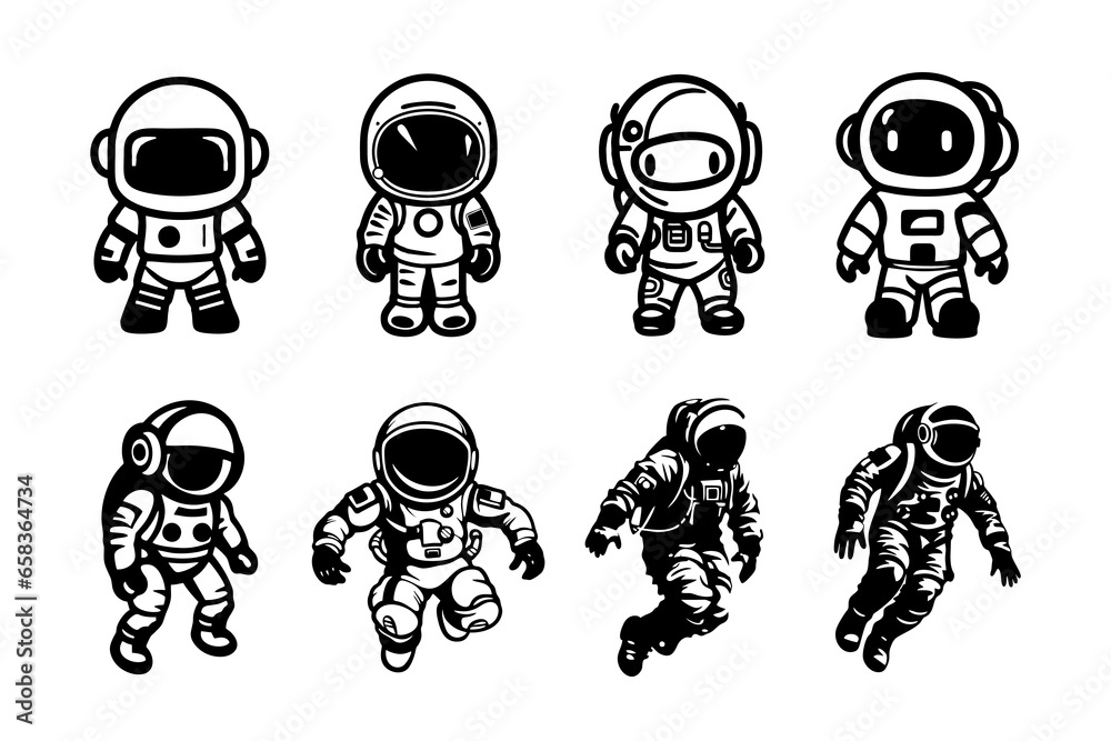 Silhouette Astronaut Vector Collection Silhouette Astronaut Vector Collection